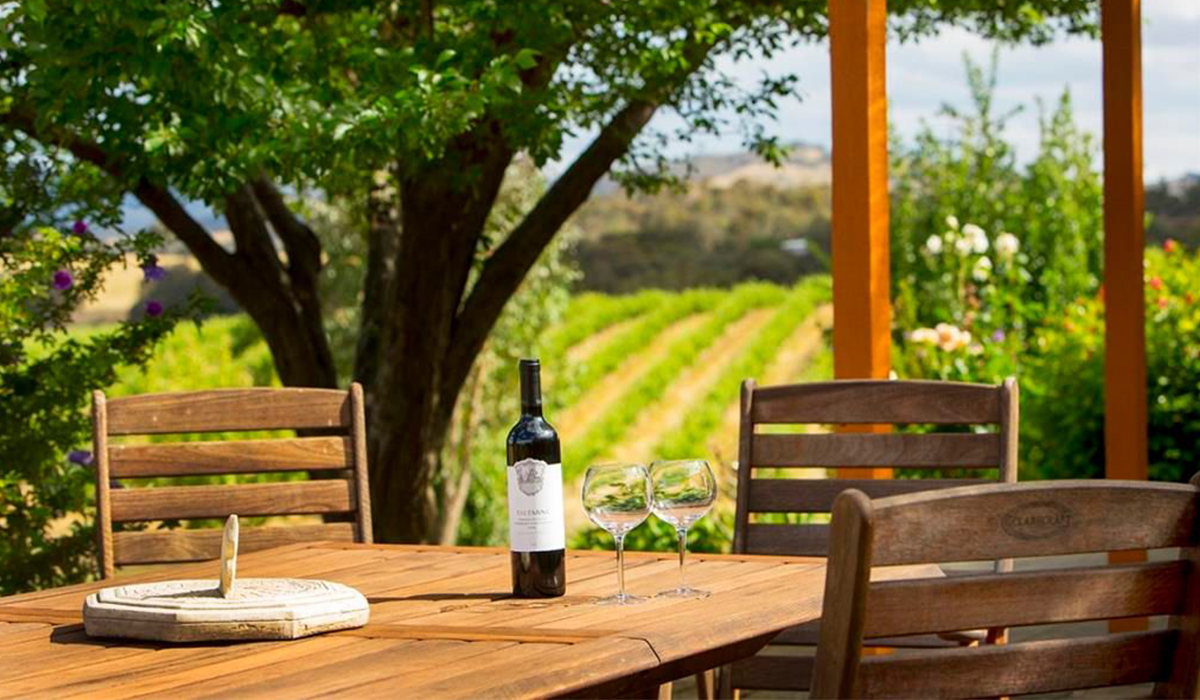 Taltarni wine bottle on table